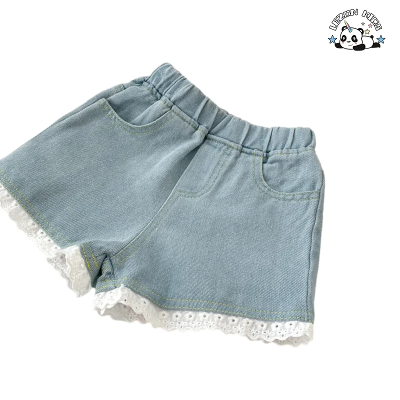 LEZONKIDS - Custom Girl's Summer Jeans Shorts Elastic Waist Kids Denim Shorts for Girls